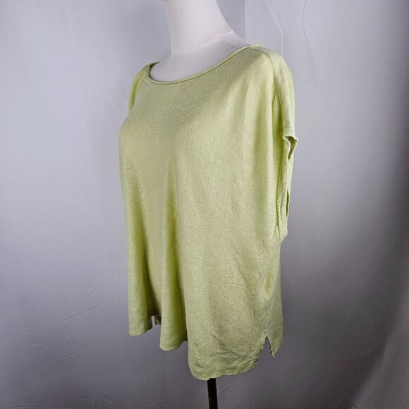 Eileen Fisher Organic Linen Top L/XL Light Green Boho Lightweight Relaxed Fit - Picture 2 of 7